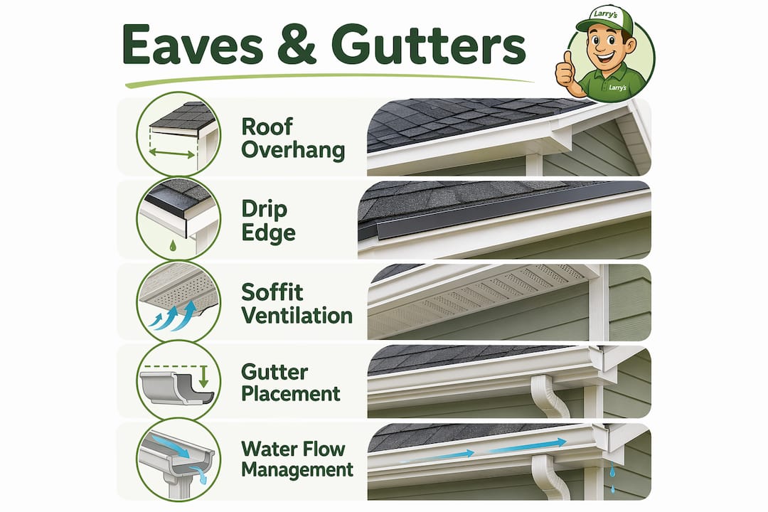 Infographic illustrating eaves and gutter system steps