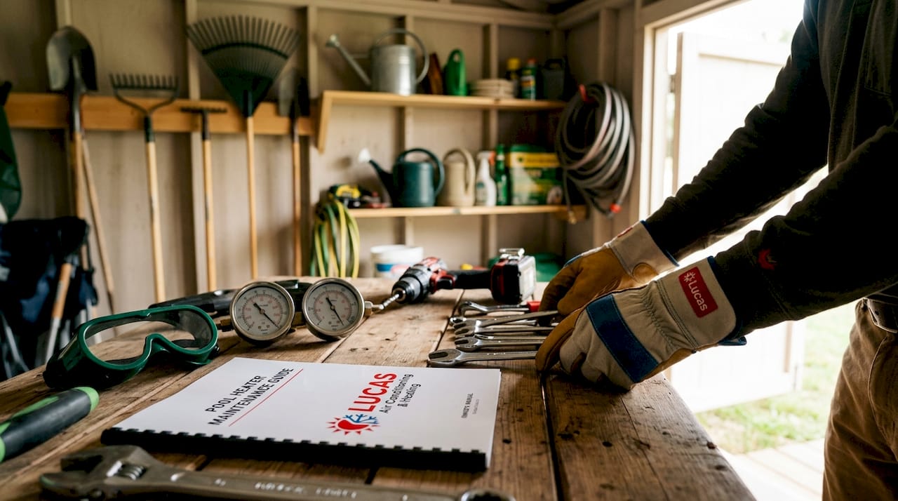 Safety tools and preparation for pool heater maintenance