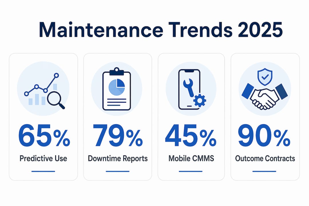 Infographic showing key 2025 maintenance trends statistics