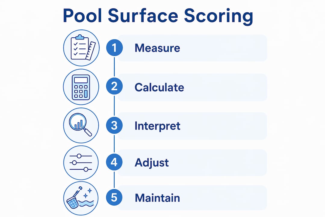 Infographic outlining steps to pool surface scoring and maintenance
