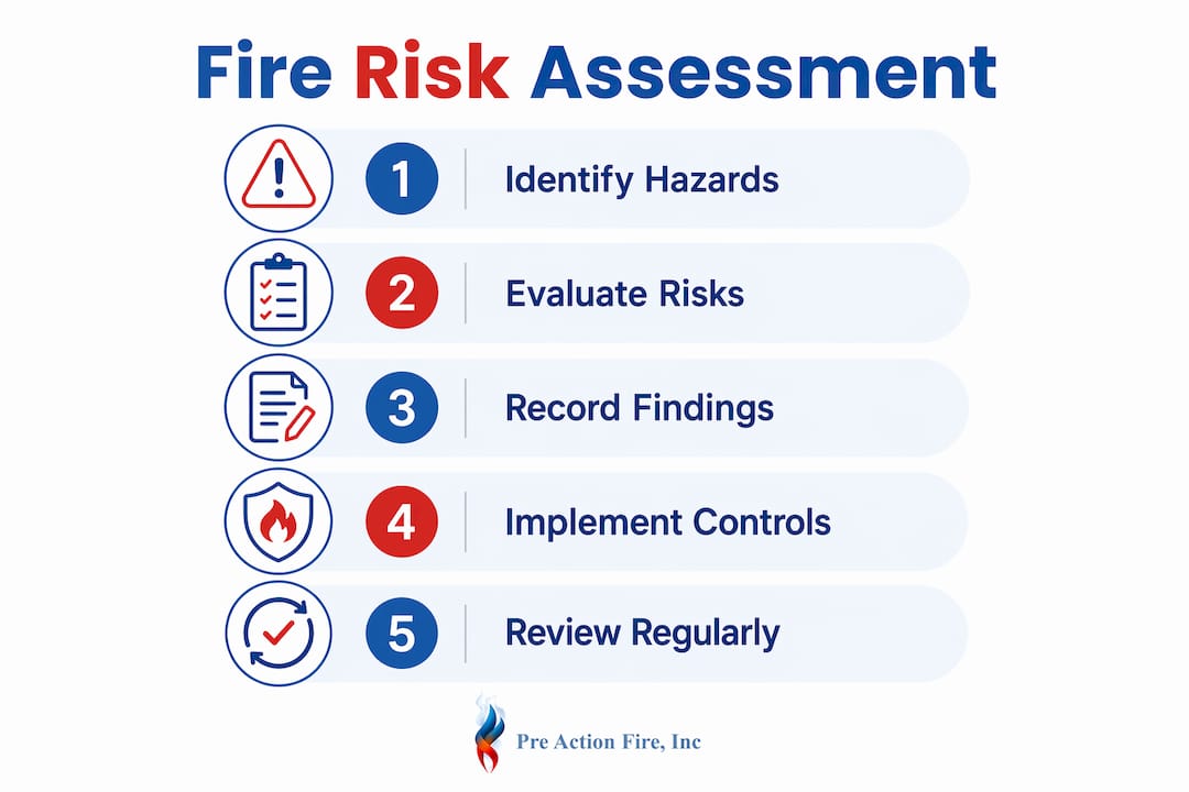 Vertical flow infographic of fire risk assessment steps
