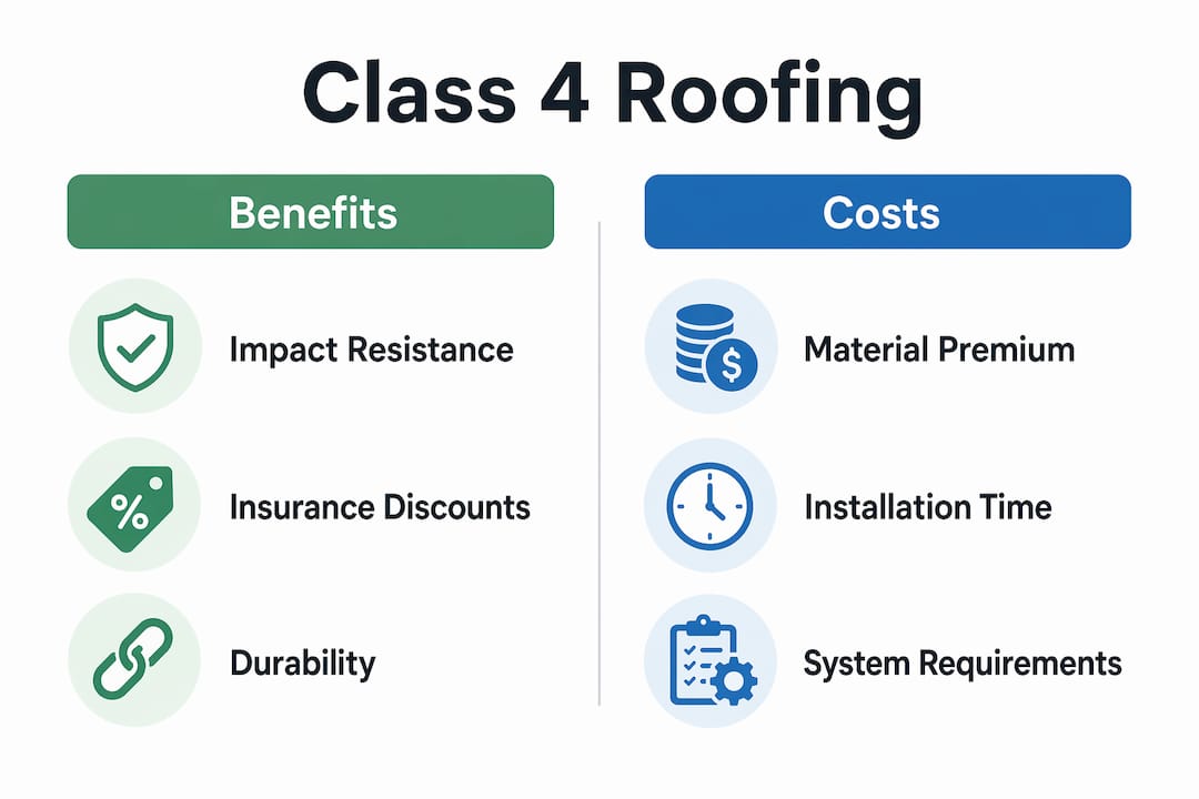 Infographic comparing Class 4 roofing benefits and costs
