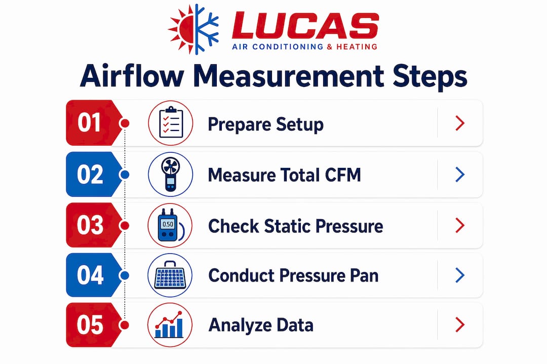 Infographic showing airflow measurement steps