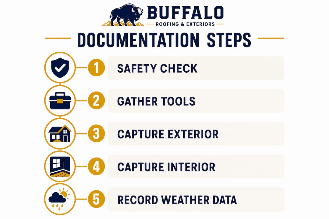 Step-by-step infographic on documenting weather-related home damage