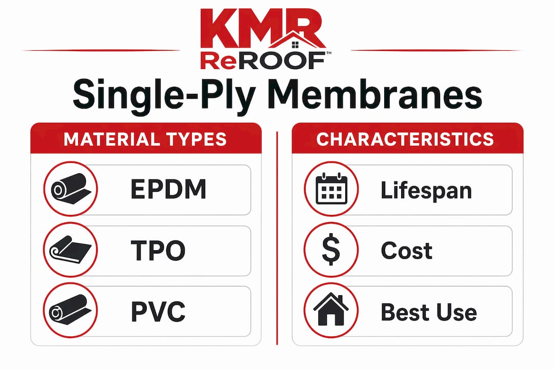 Infographic comparing single-ply roofing materials