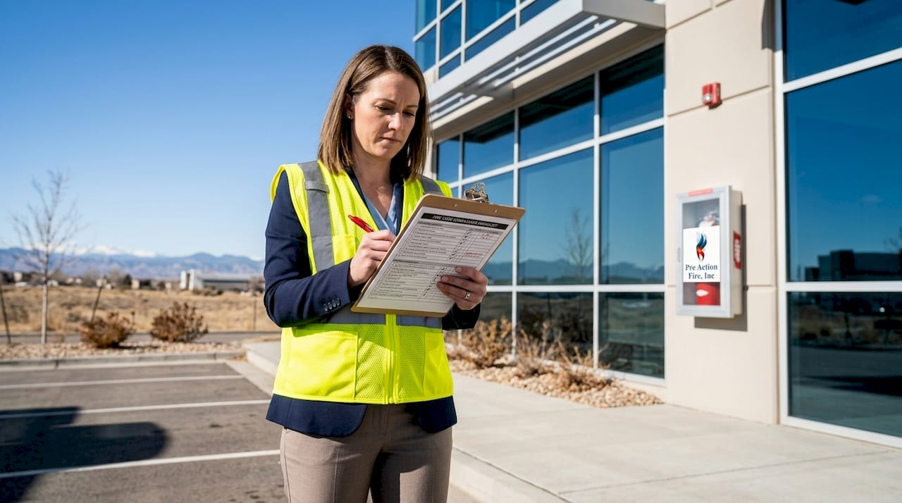 Facility manager inspecting commercial building