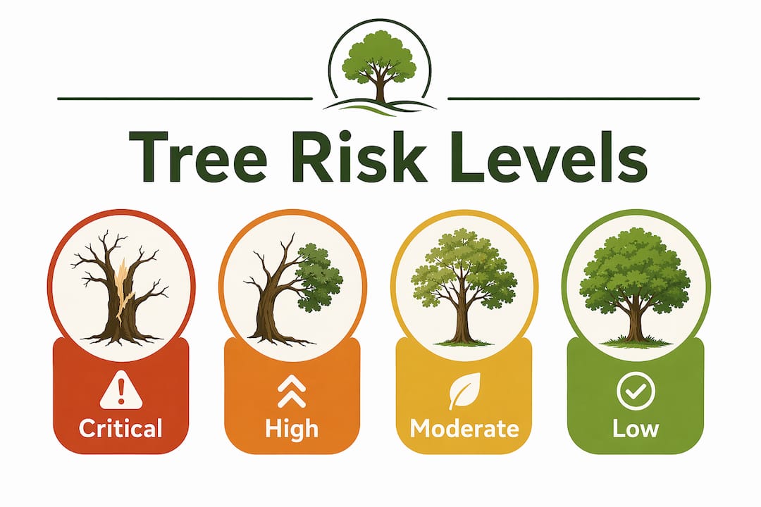 Tree Hazard Signs Explained for Property Owners 2 Infographic showing hierarchy of tree risk levels