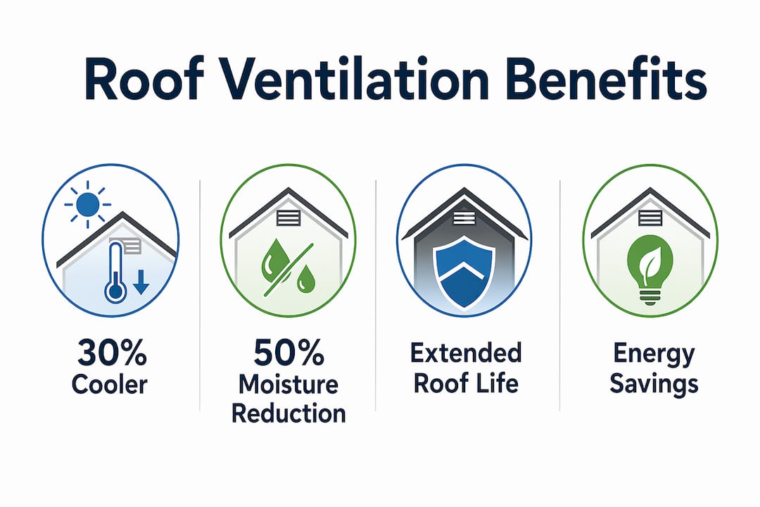 Infographic highlighting key roof ventilation benefits