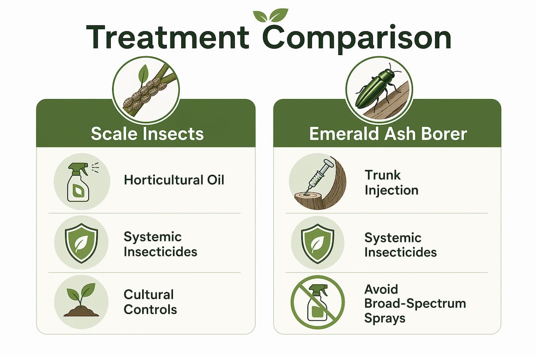Infographic comparing tree pest treatments