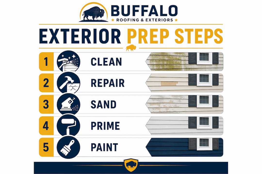 Infographic showing home exterior preparation steps