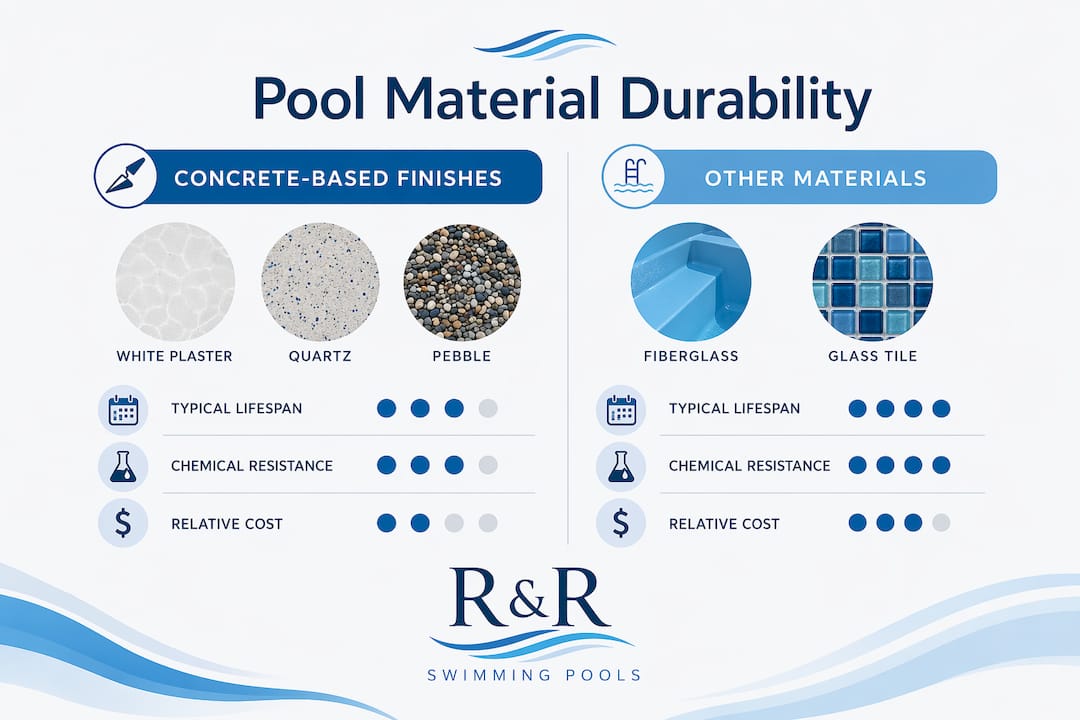 Infographic comparing pool material durability