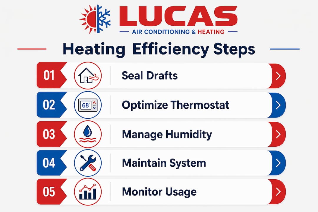 Infographic showing heating efficiency steps