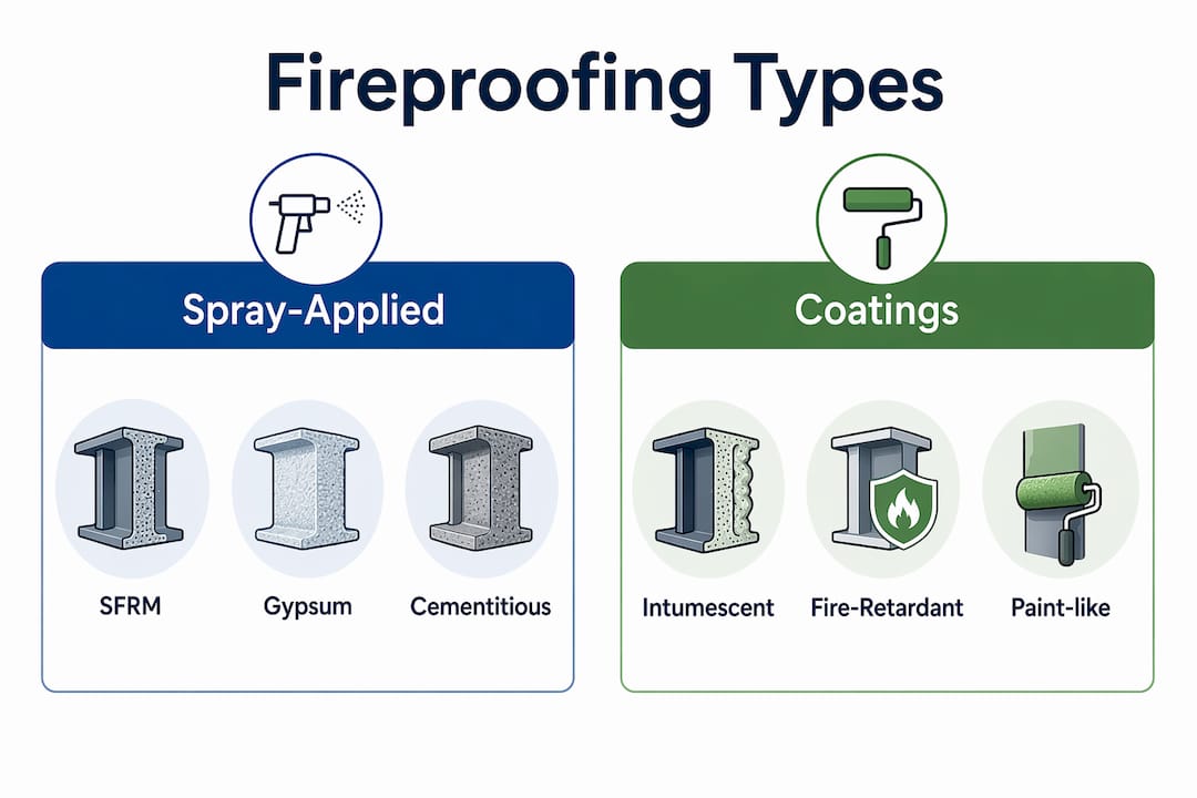 Infographic comparing fireproofing materials and methods