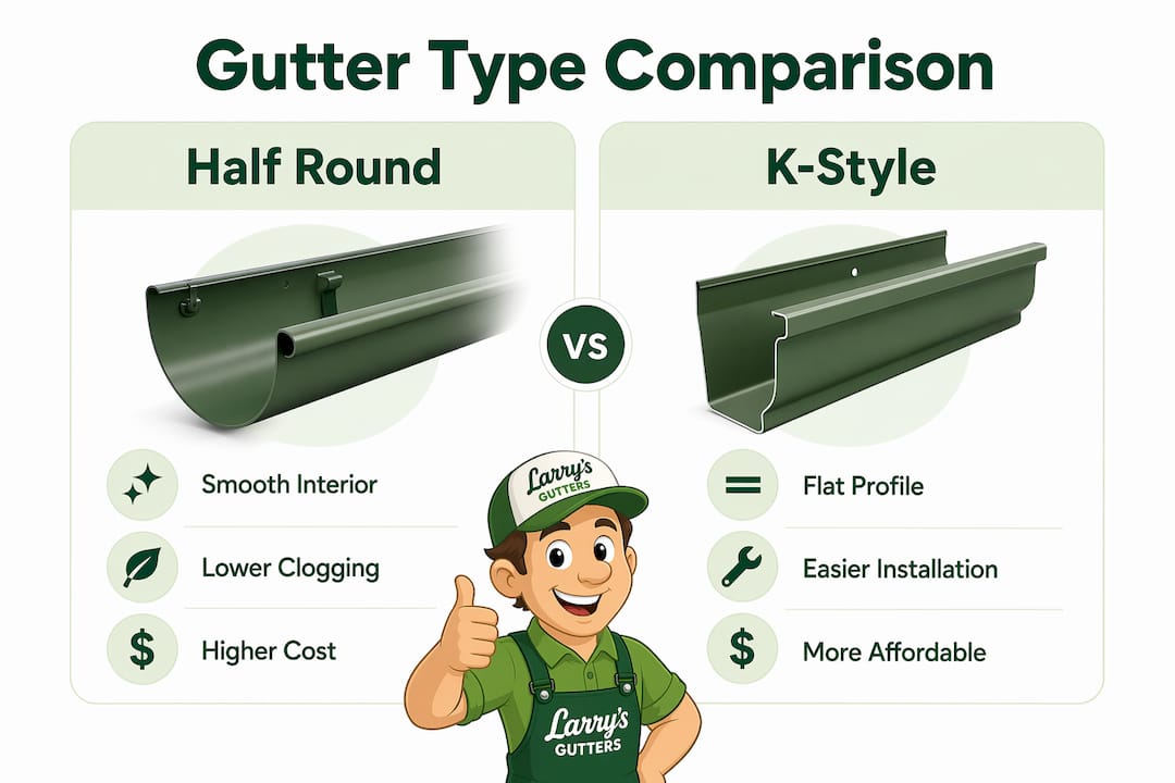 Infographic comparing half round and K-style gutters