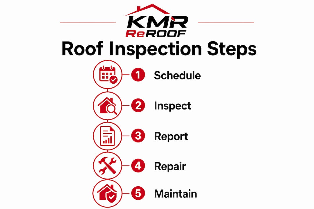 Infographic illustrating roof inspection process steps