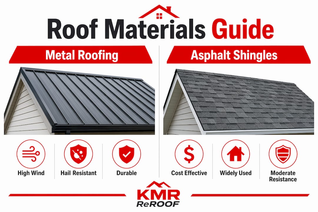 Infographic comparing metal roofing vs asphalt shingles