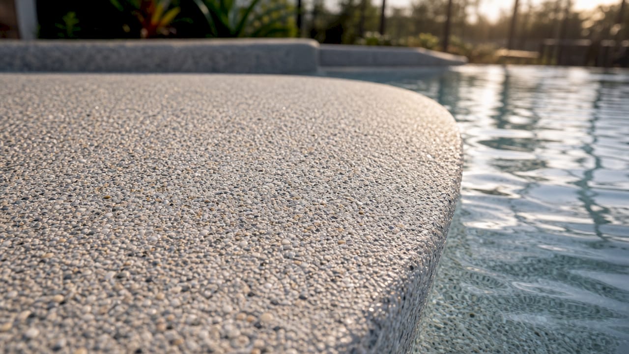 Close-up quartz pool finish texture detail