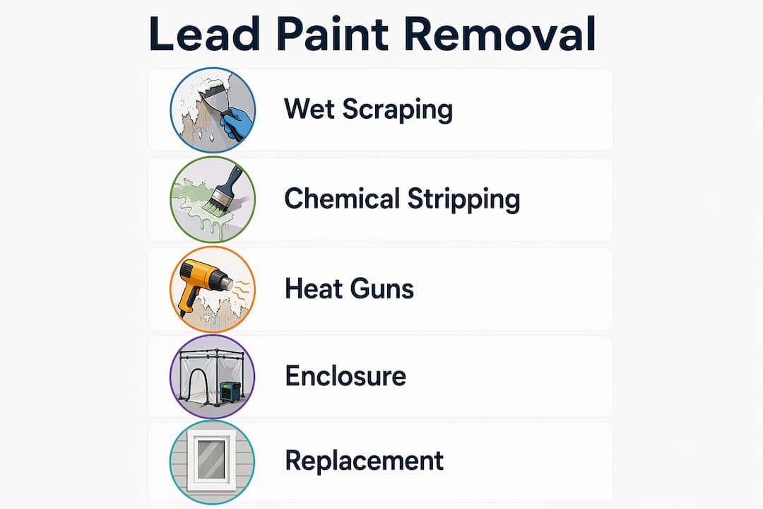 Infographic illustrating lead paint removal methods