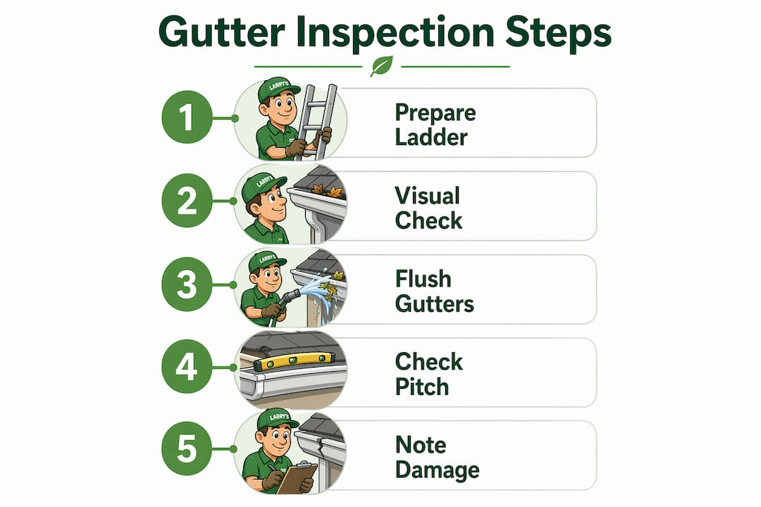 Infographic illustrating gutter inspection steps