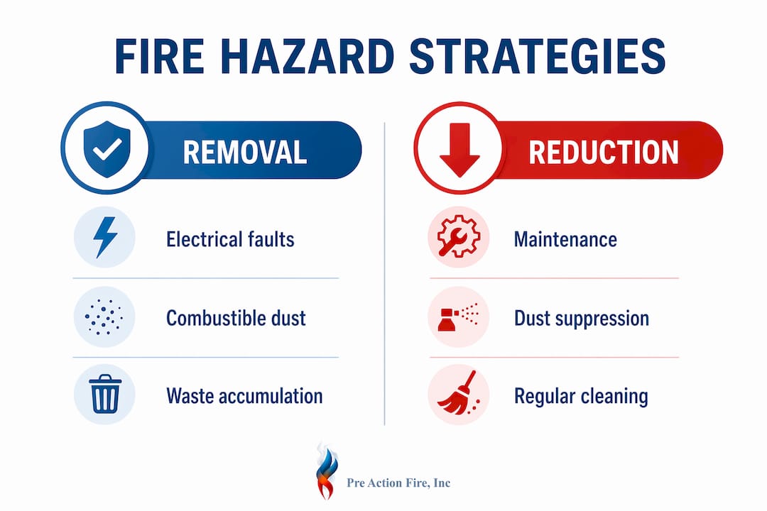 Infographic comparing fire hazard removal and reduction strategies