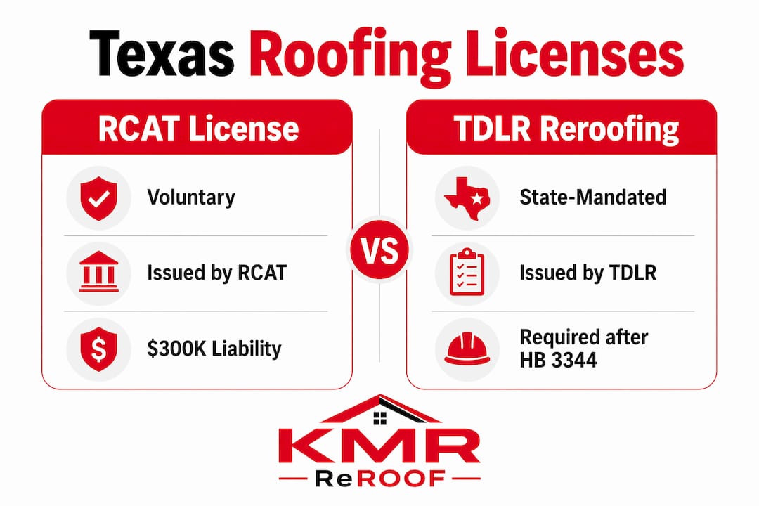 Infographic comparing Texas roofing licenses