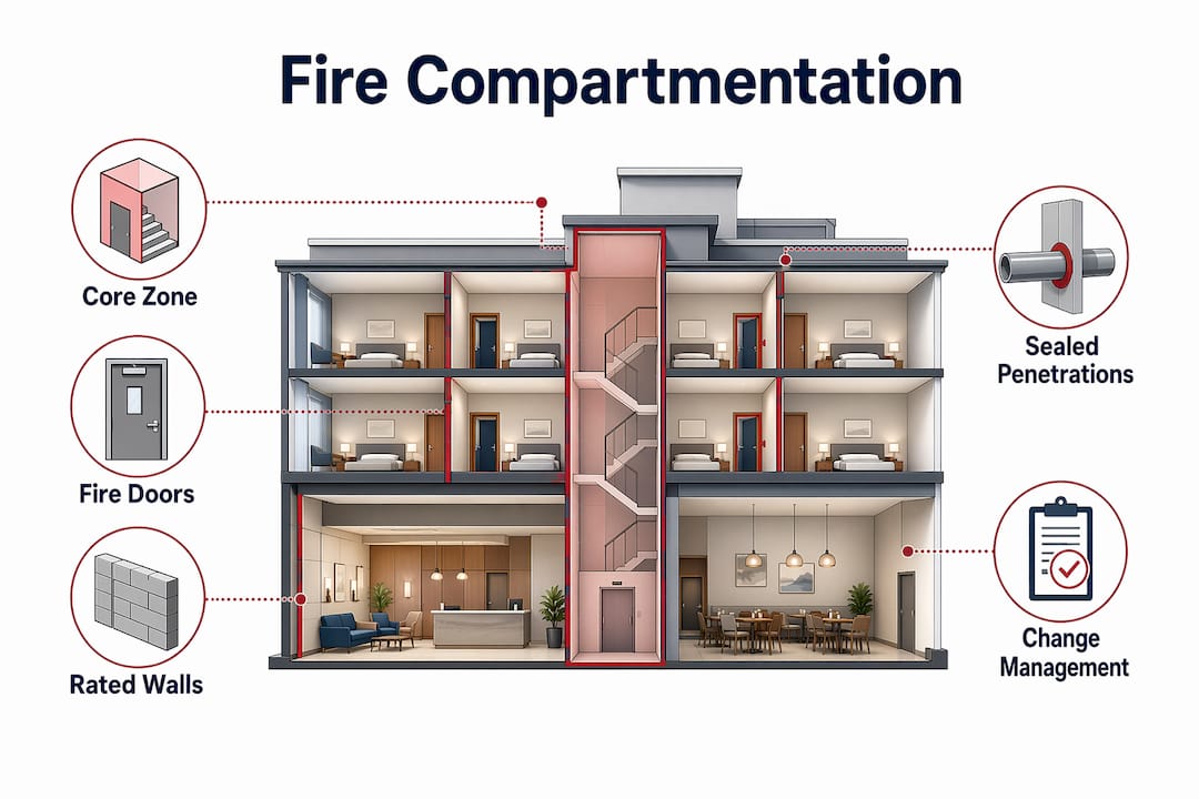 Infographic on fire compartmentation hierarchy