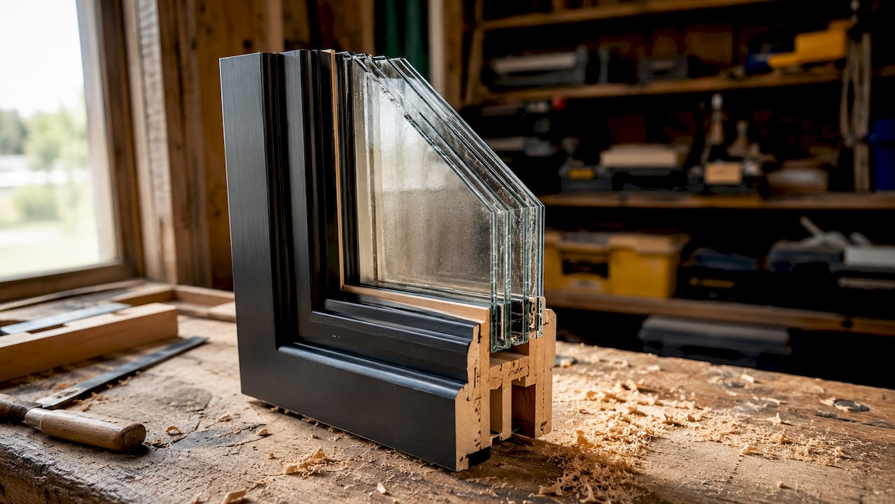 Detailed cross-section of laminated impact-resistant window