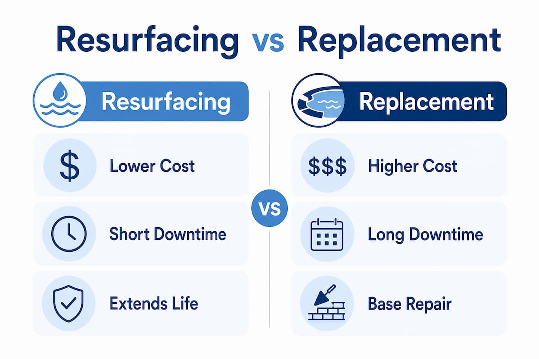 Infographic comparing resurfacing and full replacement