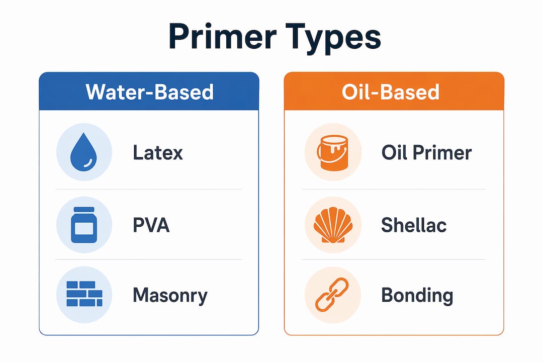 Infographic contrasting water-based and oil-based primers