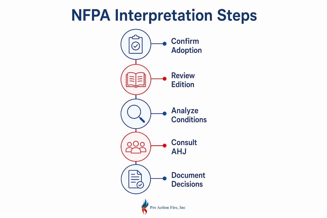 Infographic outlining NFPA interpretation steps