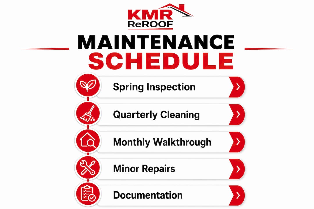 Infographic detailing maintenance schedule for commercial roofs