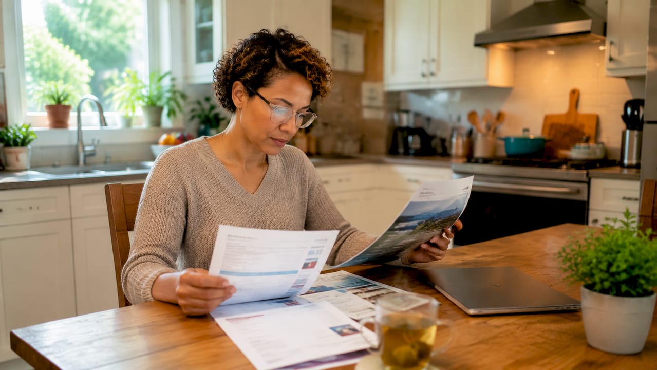 Homeowner reviewing SEER 14 HVAC installation documents