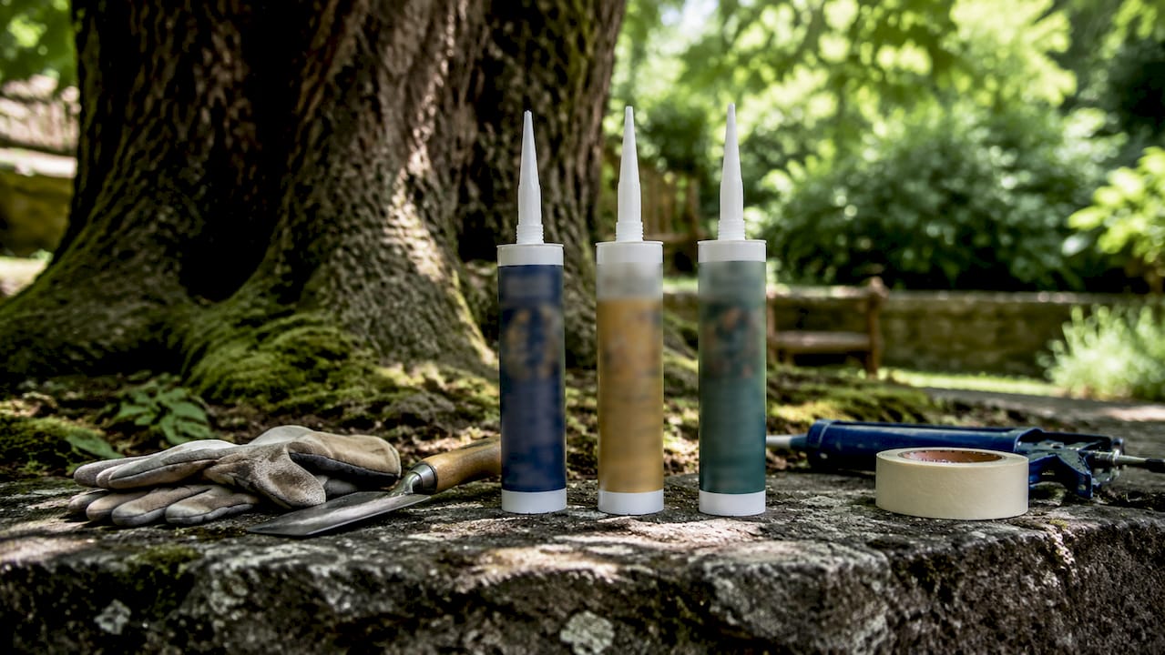 Various caulking tubes on workshop bench