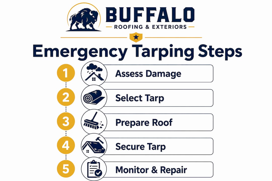 Infographic outlining emergency tarping five steps