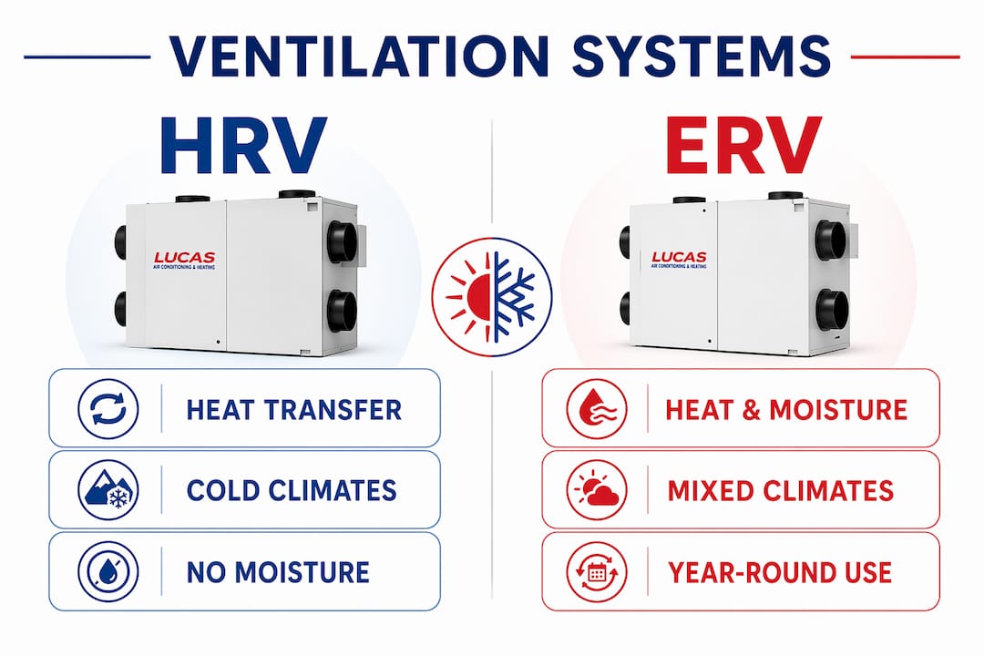 Infographic comparing HRV and ERV ventilation systems