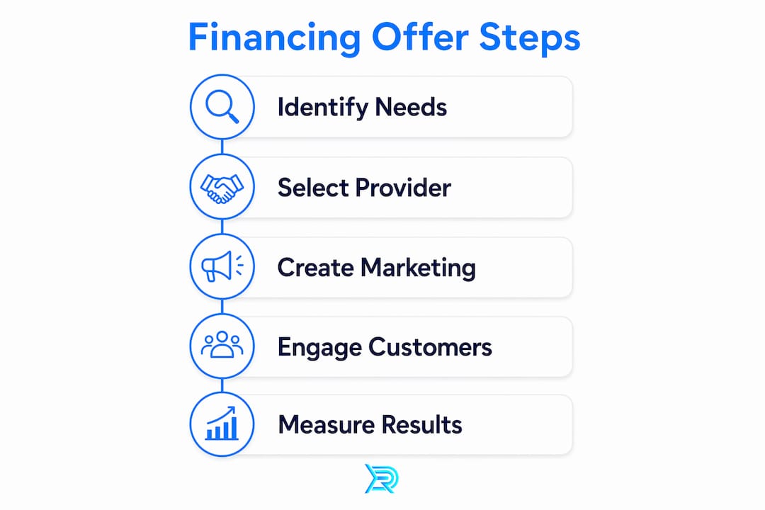 Infographic showing key steps of siding financing offer marketing