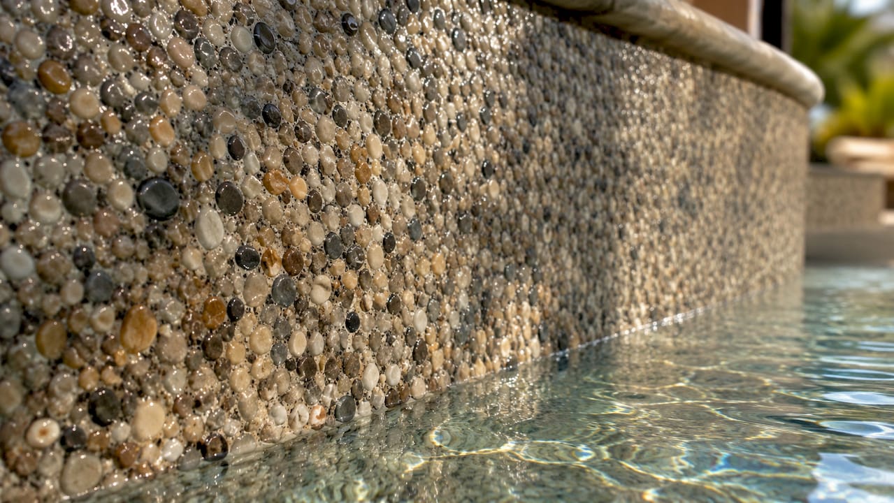 Detailed natural pebble pool finish texture
