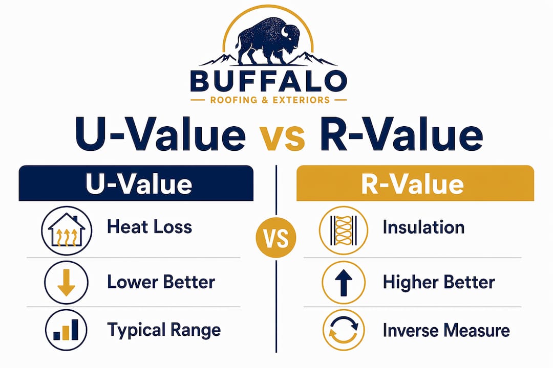 Infographic comparing window U-value and R-value