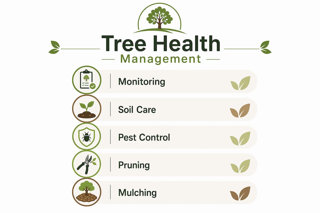 What Is Tree Health Management: A Property Owner's Guide 2 Infographic outlining tree health management steps