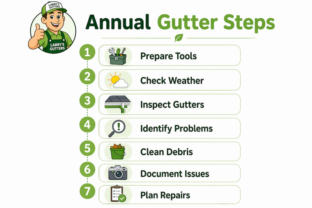 Infographic showing annual gutter inspection steps
