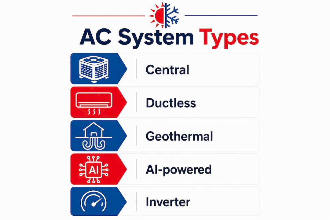 Infographic of air conditioning system types