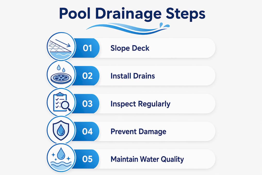 Infographic showing key steps of effective pool drainage