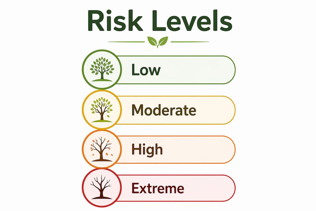 Infographic showing tree risk levels hierarchy