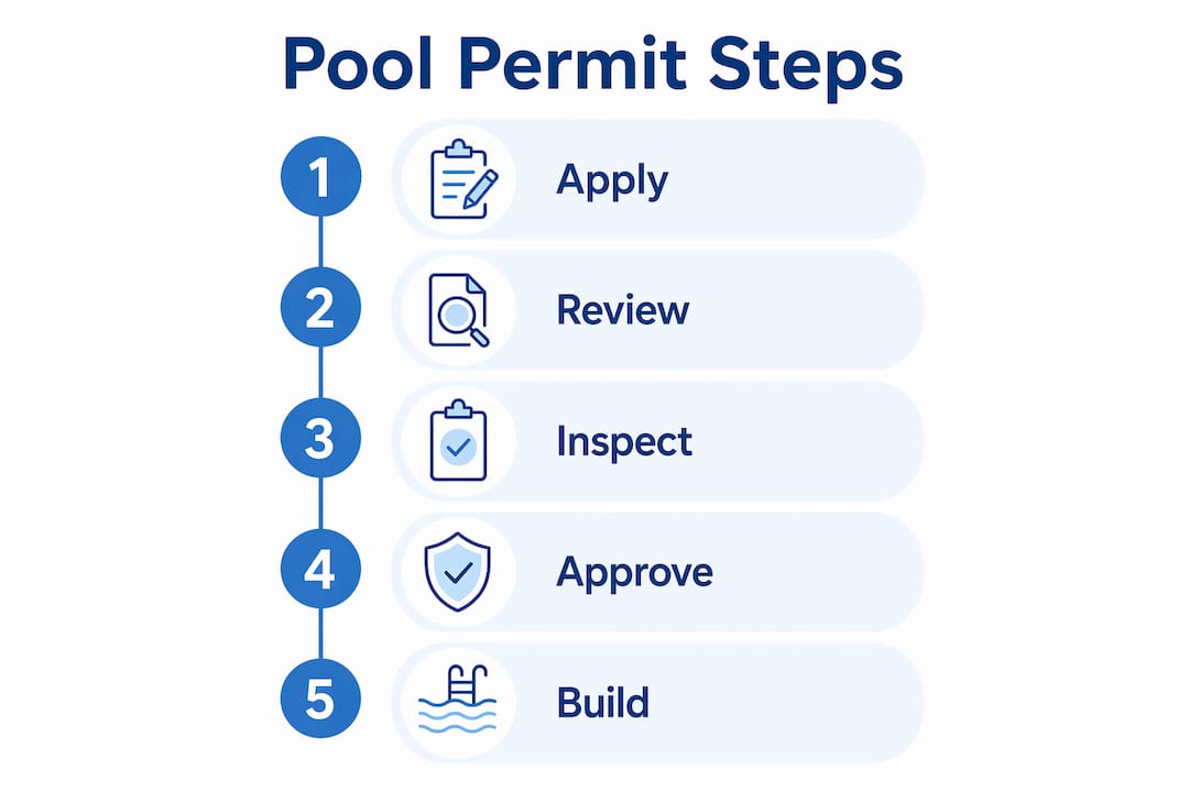 Infographic illustrating steps in Florida pool permit process