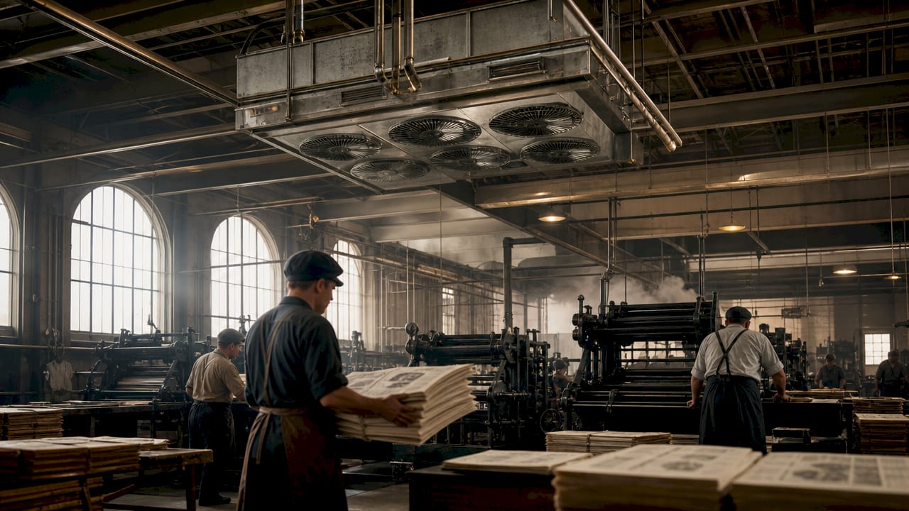 Early air conditioning unit in 1902 factory
