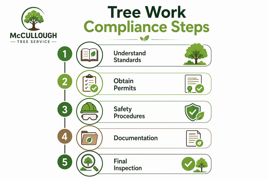 Infographic showing tree work compliance steps