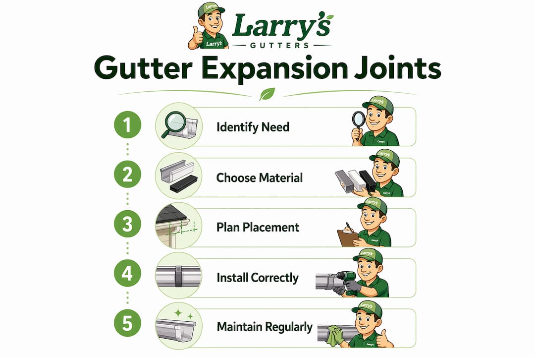 Infographic detailing gutter expansion joints steps and overview