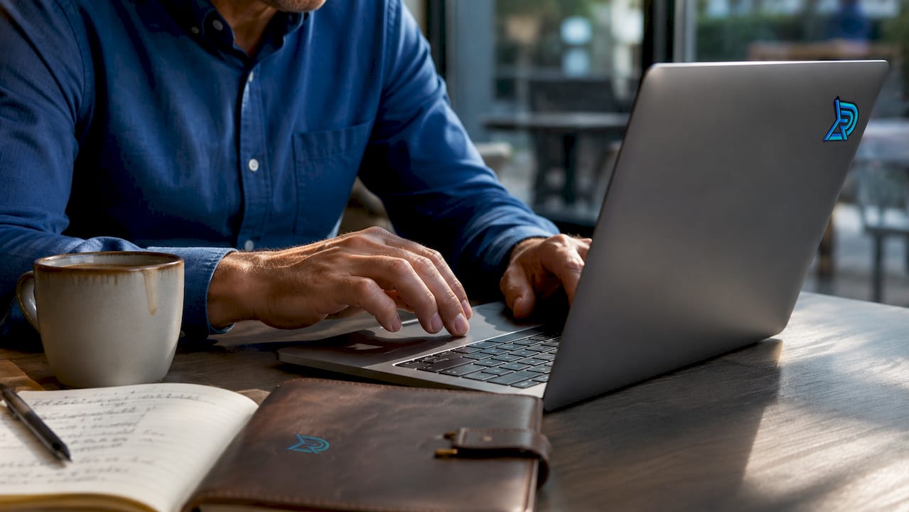 Hands clicking laptop indicating competitor fraud