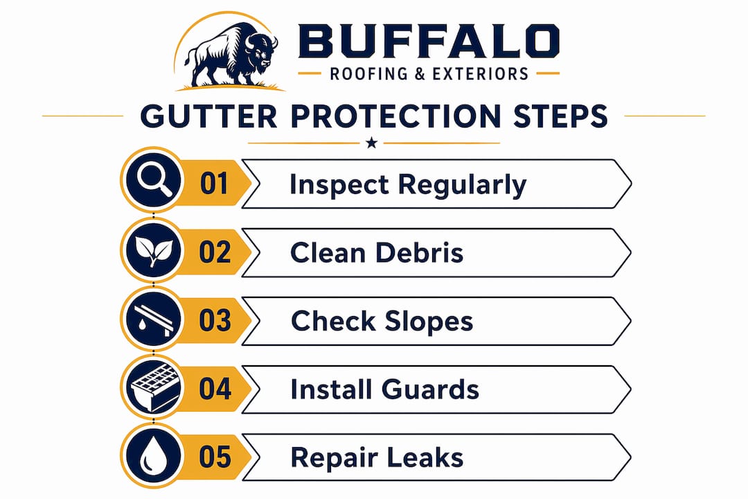 Infographic showing gutter maintenance steps