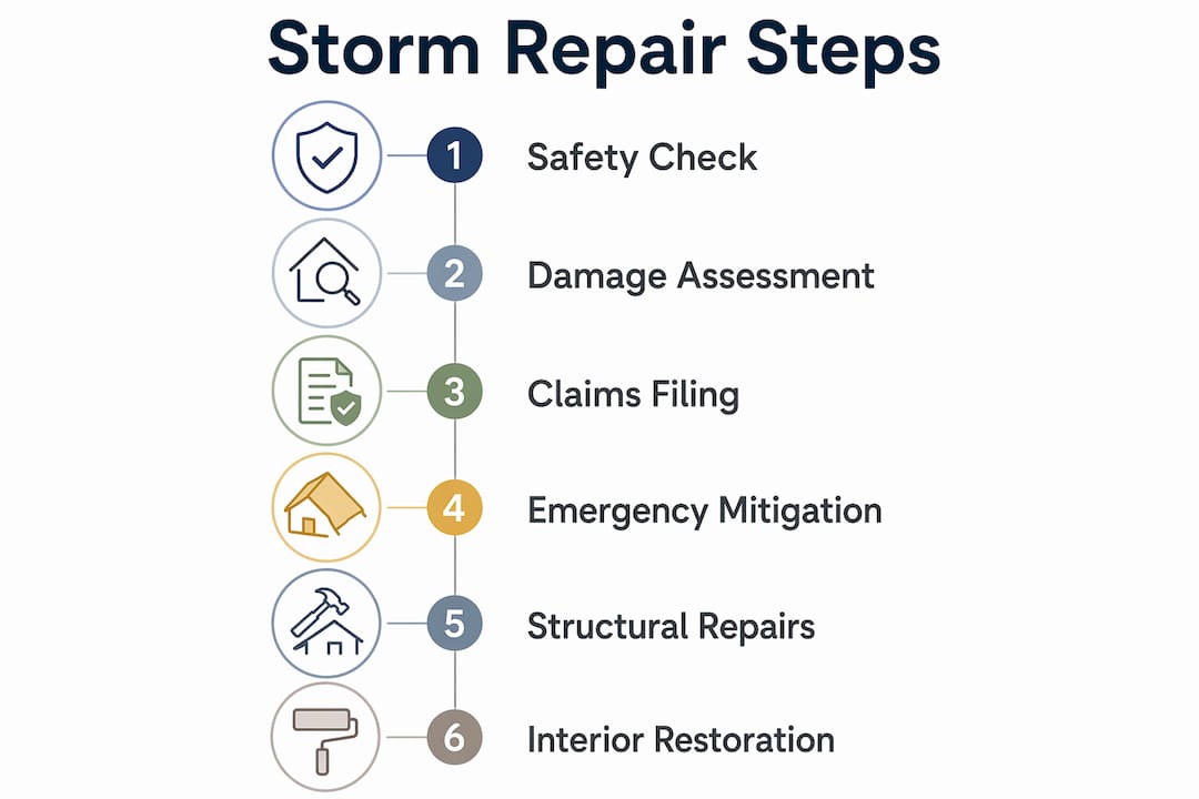 Infographic illustrating storm damage repair process steps
